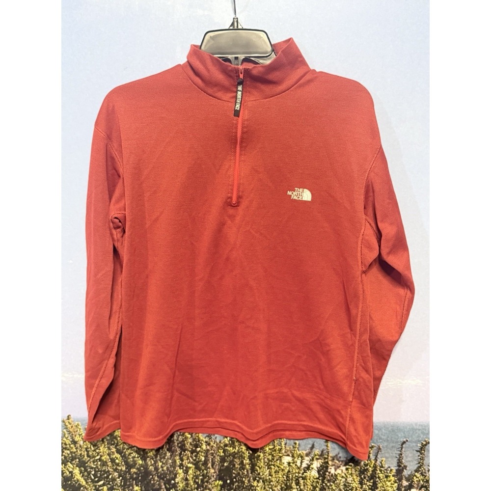 VINTAGE The North Face M Orange Red Baselayer 1/4 Zip Made in USA Polartec - Picture 1 of 5